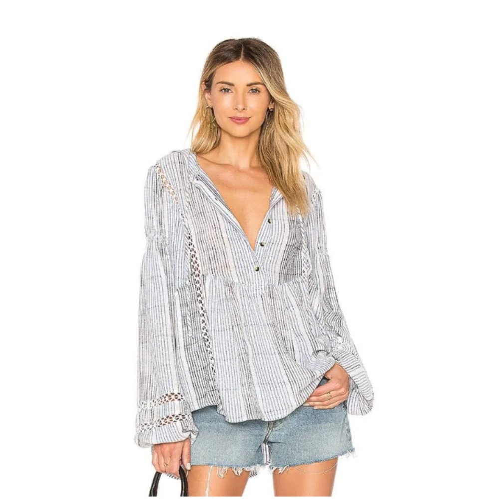 Free People Baja Babe Striped Tunic with Hood